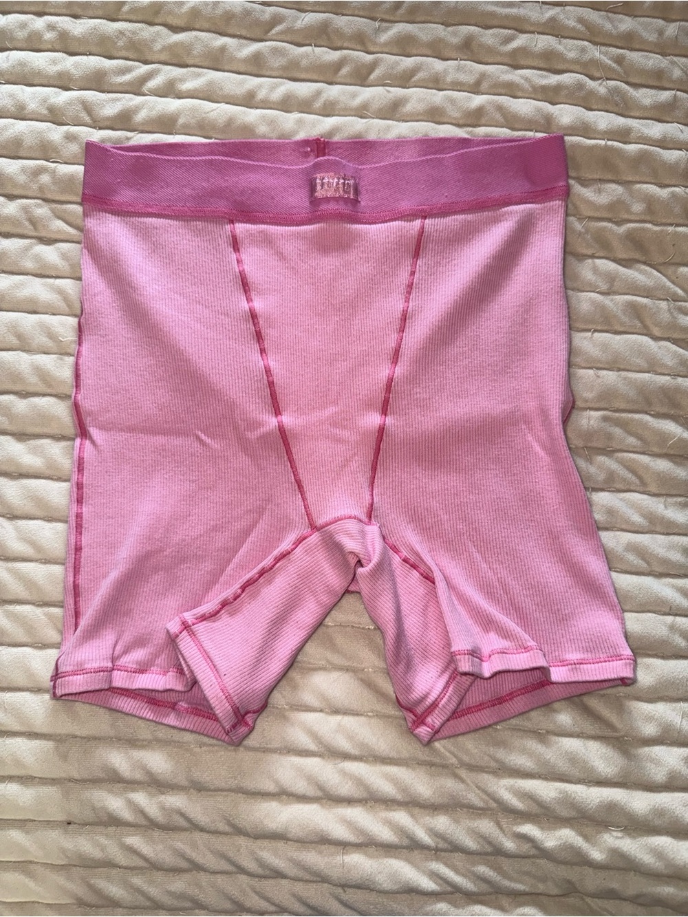 Skins Pink Ribbed Bike Shorts